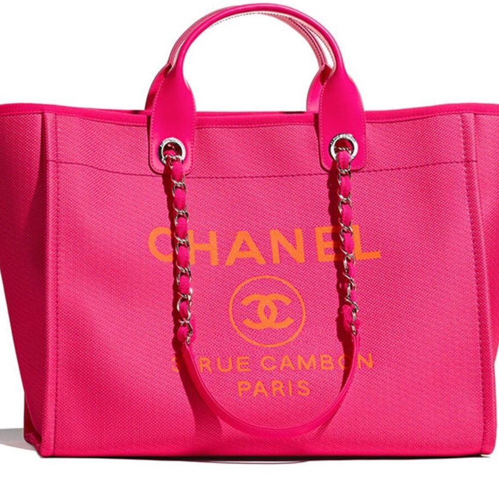 Chanel Vibrant Pink Tote with Orange Accents